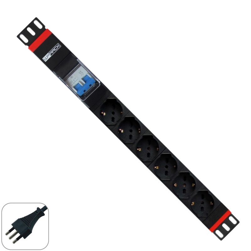 WPN-PDU-I02-06 | RACK 19" PDU WITH 6 ITALIAN/SCHUKO SOCKETS, ITALIAN PLUG | WP Rack | distributori informatica