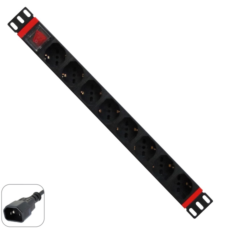 WPN-PDU-C01-08 | 19" PDU WITH 8 SCHUKO SOCKETS, IEC320 C14 PLUG | WP Rack | distributori informatica