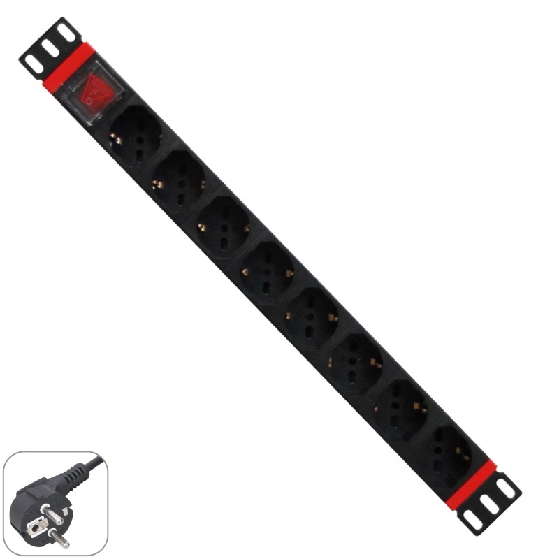 WPN-PDU-G01-08 | RACK 19" PDU WITH 8 ITALIAN/SCHUKO SOCKETS, SCHUKO PLUG | WP Rack | distributori informatica