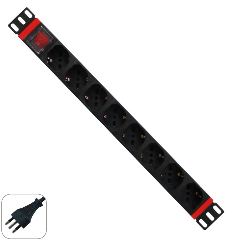 WPN-PDU-I01-08 | RACK 19" PDU WITH 8 ITALIAN/SCHUKO SOCKETS, ITALIAN PLUG | WP Rack | distributori informatica