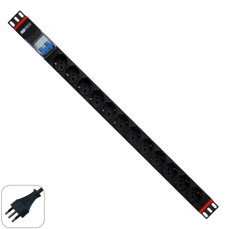 WPN-PDU-I02-12 | RACK 19" PDU WITH 12 ITALIAN/SCHUKO SOCKETS, ITALIAN PLUG | WP Rack | distributori informatica