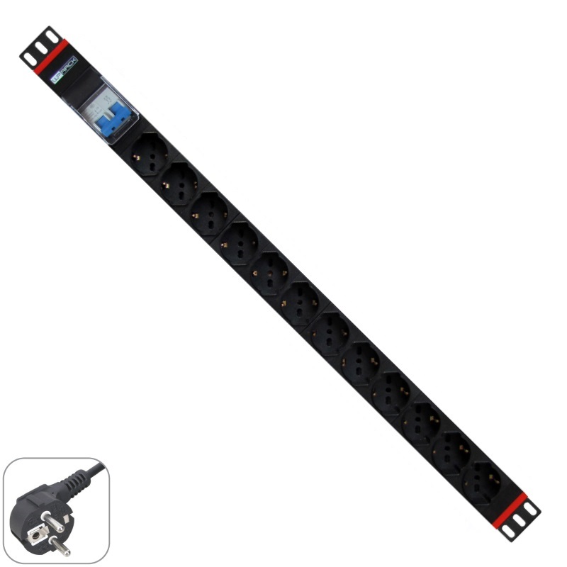 WPN-PDU-G02-12 | RACK 19" PDU WITH 12 ITALIAN/SCHUKO SOCKETS, SCHUKO PLUG | WP Rack | distributori informatica