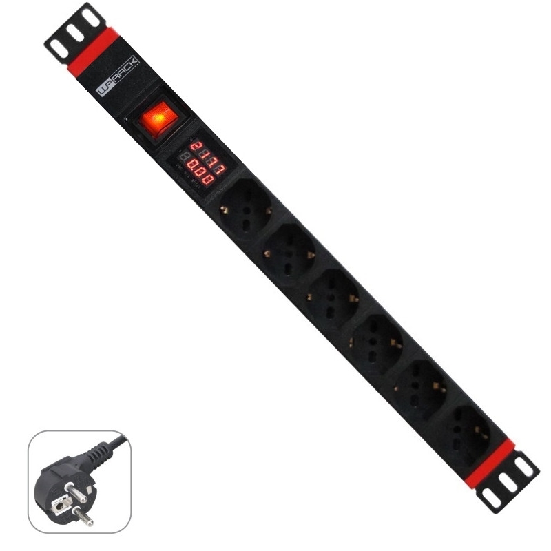 WPNPDUG0306 | 19" PDU WITH 6 ITALIAN/SCHUKO SOCKETS AND POWER + CURRENT ME | WP Cabling | distributori informatica