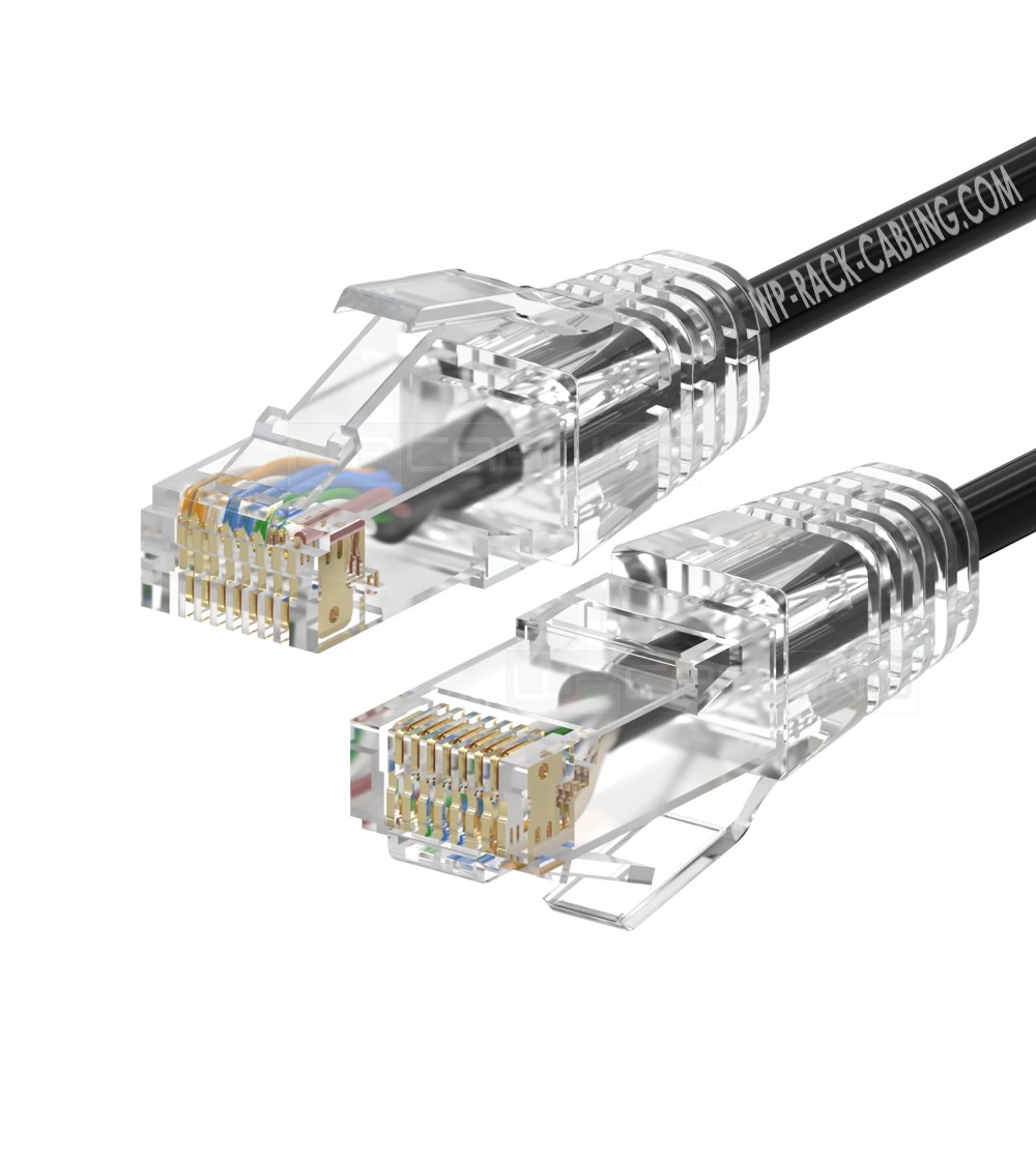 WPC-PAT-6AU002BL-S | CAT 6A U-UTP SLIM PATCH CABLE, 0.20m BLACK | WP Cabling | distributori informatica