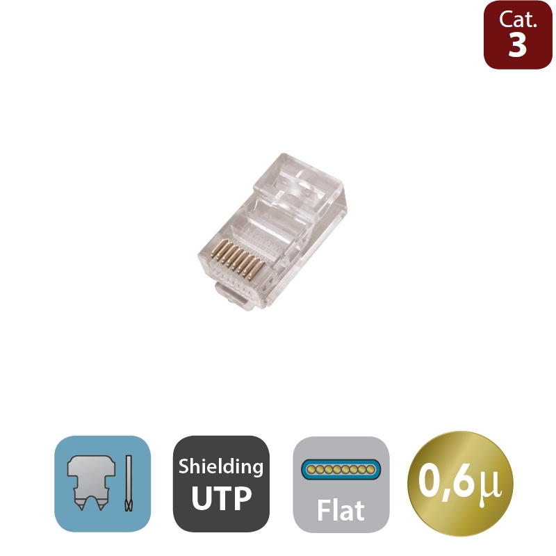 WPCMDP8823UF06 | MODULAR PLUG, FOR FLAT CABLE, 8P8C, UNSHIELDED | WP Cabling | distributori informatica