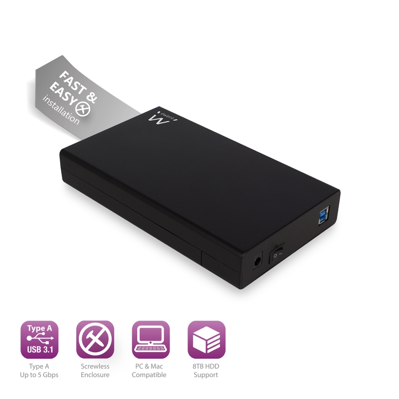 EW7056 | Box Sata USB 3.1 HDD Screwless 3.5 Enclosure | Ewent | distributori informatica