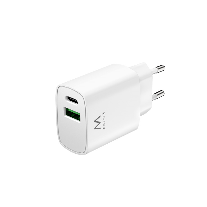 EW1321 | Compact 20W GaN Fast USB-C PD &#38; USB-A QC3.0 Charger | Ewent | distributori informatica
