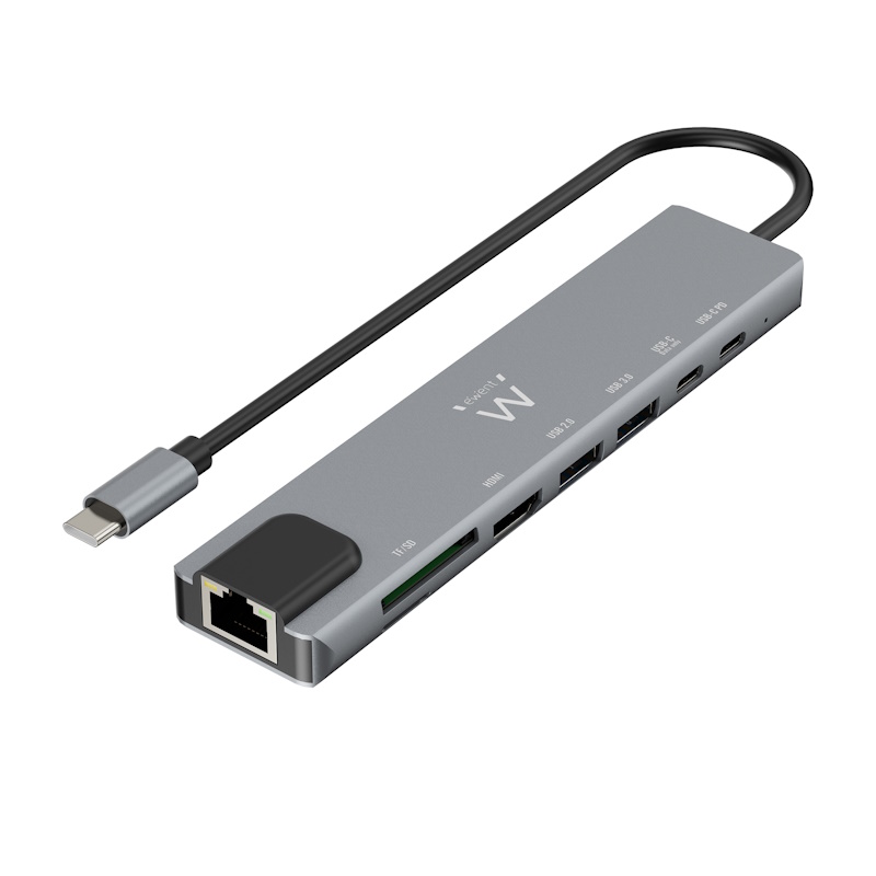 EW1146 | USB-C a Dock Multiport 8 in 1, HDMI | USB-C PD | USB-A | LAN | Ewent | distributori informatica