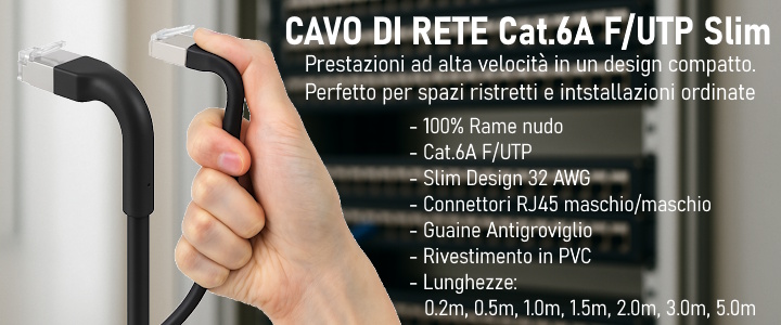 Cavo di rete U/FTP Cat.6A sottile e flessibile