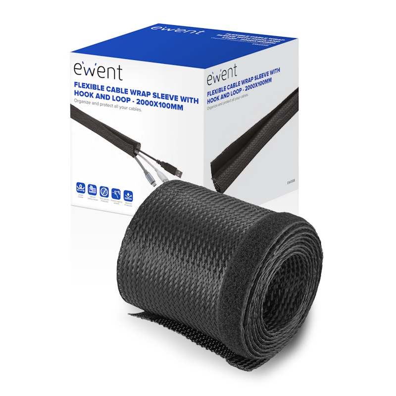 EW1558 | Guaina avvolgicavo per cavi con gancio e anello 2000x100mm | Ewent | distributori informatica