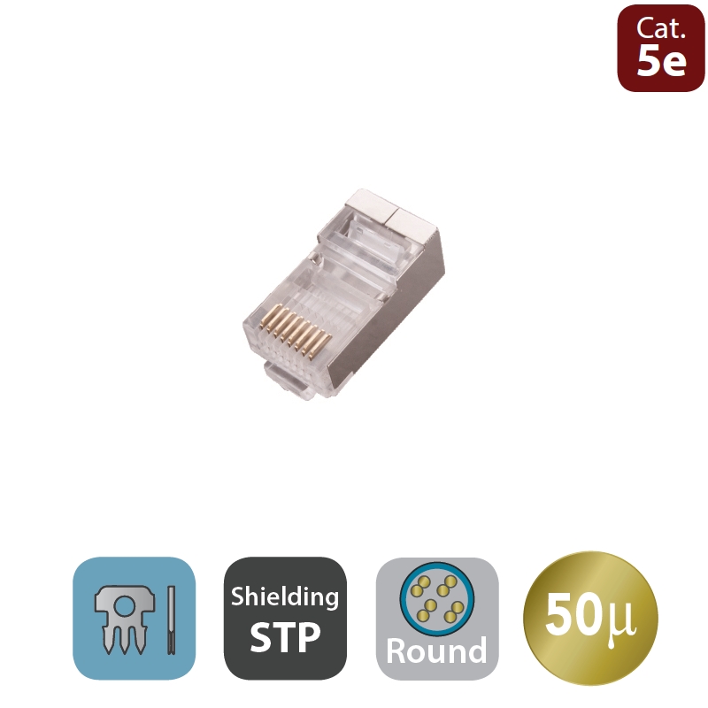 WPC-MDP-883-5F-R50 | PLUG CAT.5e RJ45 STP PER CAVO TONDO RIGIDO | WP Cabling | distributori informatica