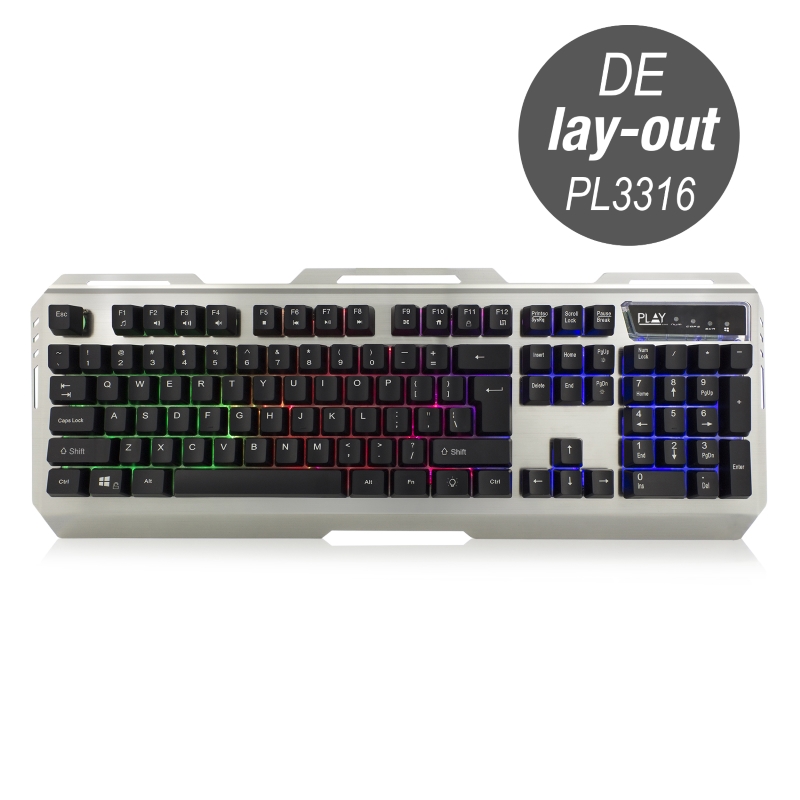 PL3316 | Tastiera Gaming USB a Membrana retroilluminata, DE layout | Ewent | distributori informatica