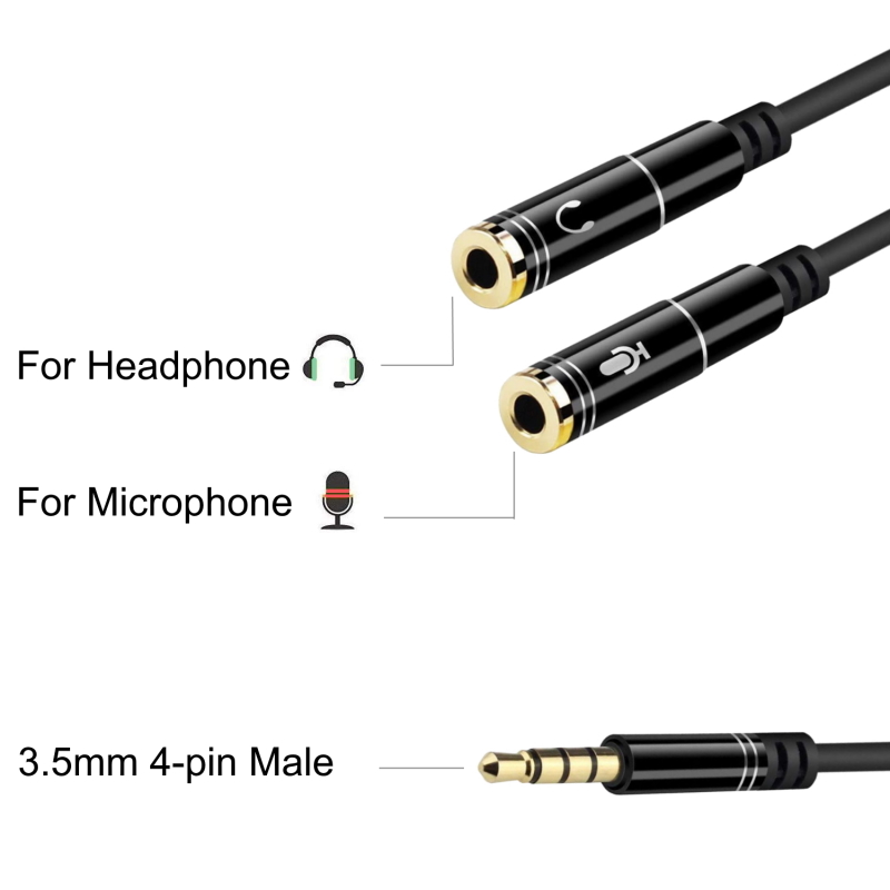 EC1641 | Cavo audio Jack 3.5 / M 4 pin - 2xJack 3.5 / F 3 pin, 0,30m | Ewent | distributori informatica