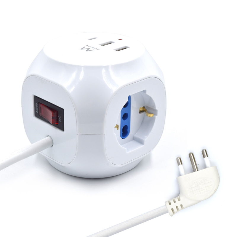 EW3860 | Multipresa a Cubo 3 posizioni con 2 caricatorI Usb e 1 Usb-C | Ewent | distributori informatica