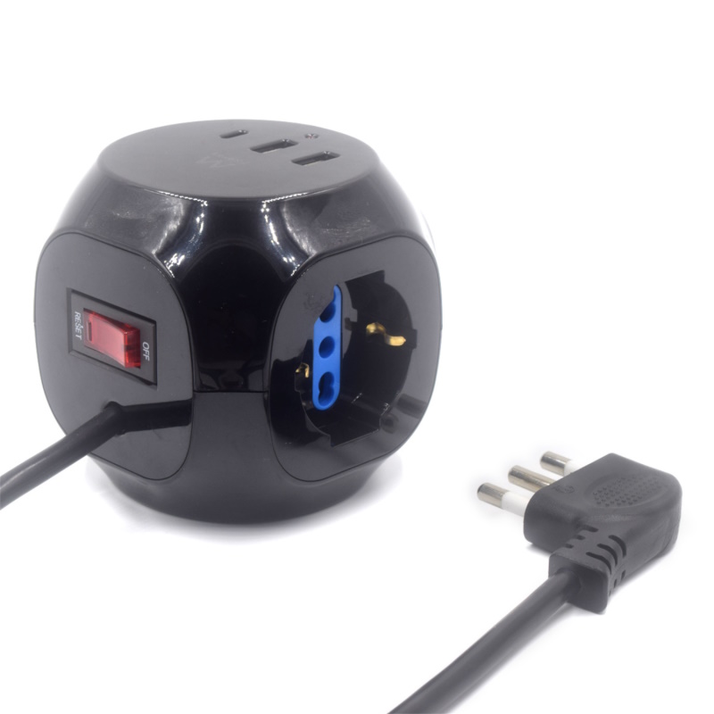 EW3859 | Multipresa a Cubo 3 posizioni, 2 Usb e 1 Usb-C spina IT 16A | Ewent | distributori informatica