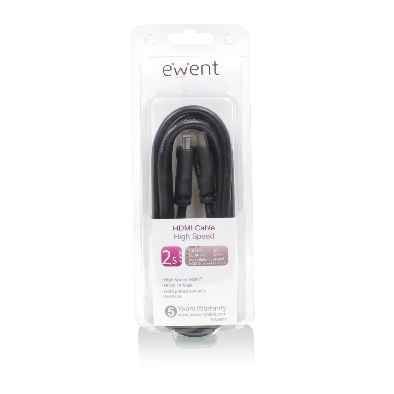 EW9871 | Cavo HDMI 1.4 ad alta velocità 2,5m | Ewent | distributori informatica