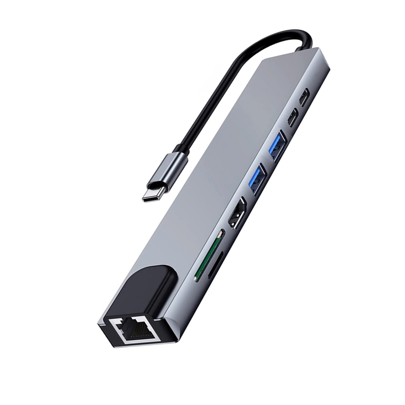 EW1146 | USB-C a Dock Multiport 8 in 1, HDMI | USB-C PD | USB-A | LAN | Ewent | distributori informatica